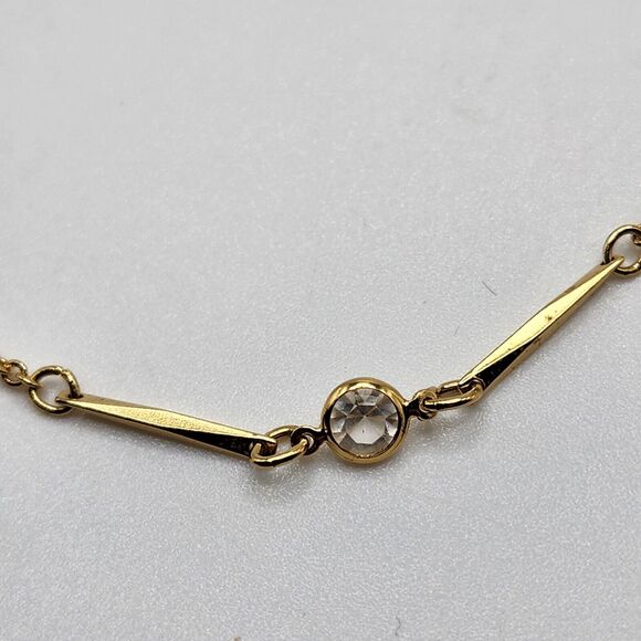 Vintage Lovely Avon Simulated Diamond Bezel Set Accent Necklace 23" Gold Tone - Picture 2 of 8